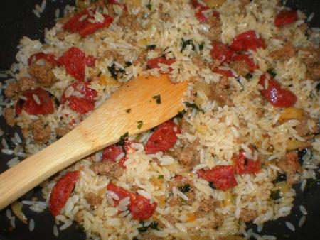Riz express au boeuf et chorizo